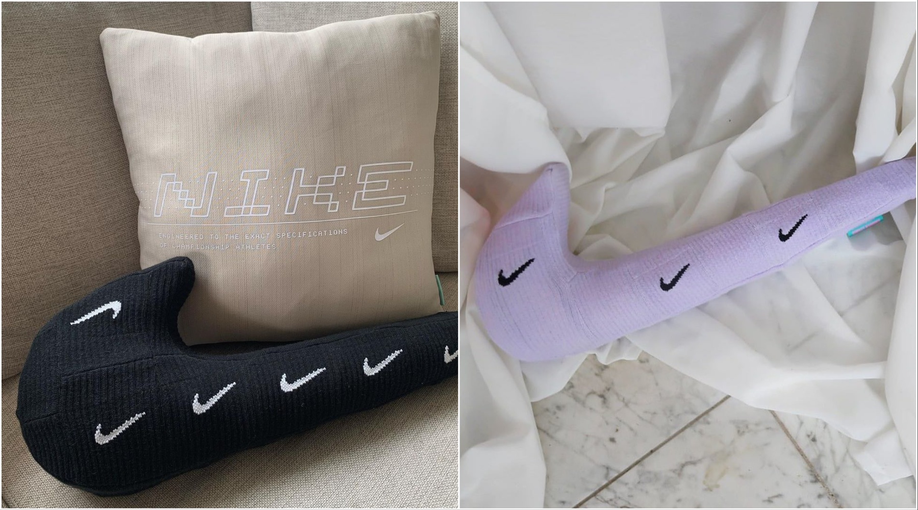 Upcycling kod kuće: Nike Swoosh jastuk od čarapa