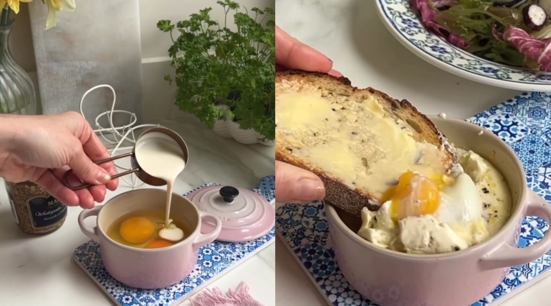 Oeufs cocotte: Salata sa zapečenim jajima na francuski način