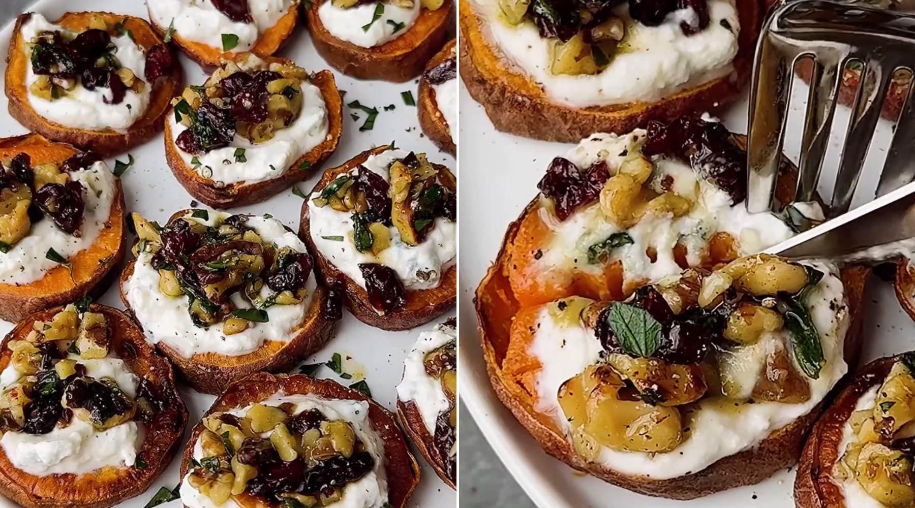 Snack time: Zapečeni batat sa plavim sirom, brusnicama i medom