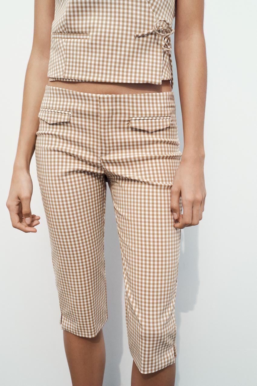 gingham capri pantalone