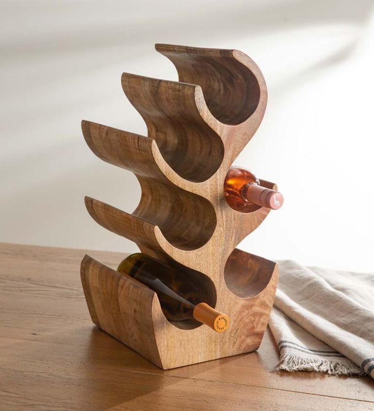 Handcrafted Mango Wood 6-Bottle Wine Rack