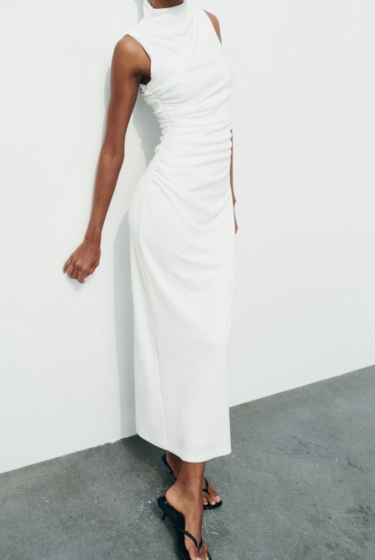 ZARA SLEEVLESS DRAPED MIDI DRESS