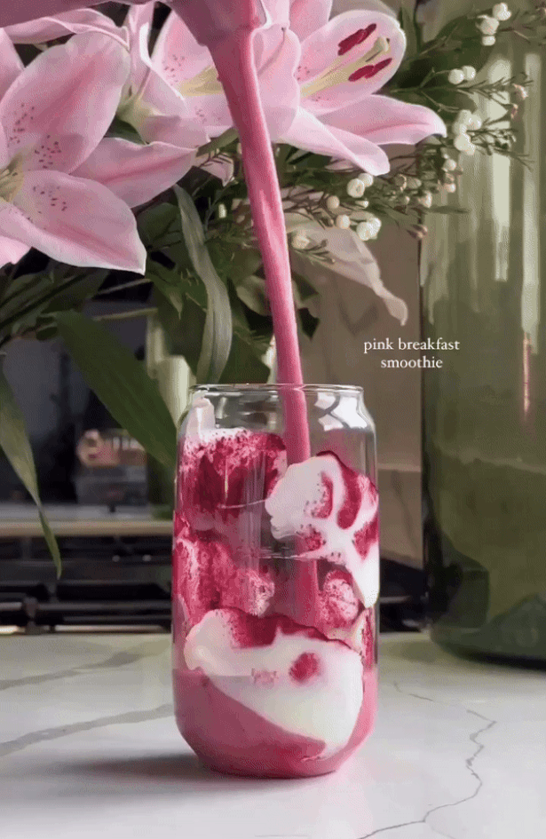 pink breakfast smoothie